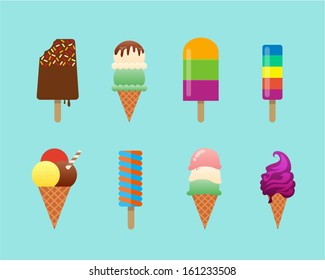 Vector Ice cream set in flat style