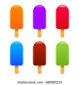 Vector ice cream set. Icecream with chocolate flavor, different color illustration