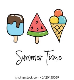 Vector ice cream silhouette stickers. Illustration in doodle style for gelateria shop or product