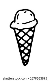 vector ice cream single cartoon clipart. Doodle illustration isolated on white background.sweet treat icon