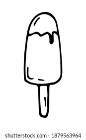 círculo de dibujos animados de helados vectoriales. Ilustración de Doodle aislada en fondo blanco.Icono de tratamiento dulce