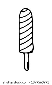 círculo de dibujos animados de helados vectoriales. Ilustración de Doodle aislada en fondo blanco.Icono de tratamiento dulce