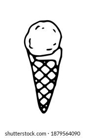 vector ice cream single cartoon clipart. Doodle illustration isolated on white background.sweet treat icon