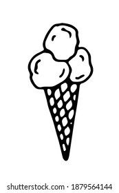 vector ice cream single cartoon clipart. Doodle illustration isolated on white background.sweet treat icon