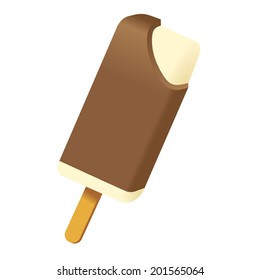 Vector ice cream stick with chocolate icing 
