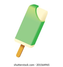 Vector ice cream stick with green icing 