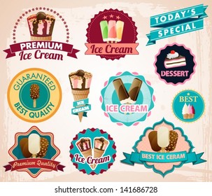 vector ice cream stickers