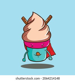 vECTOR ICE CREAM SUPERHERO THEMES FOR PRINT, CHILDREN BOOK, POSTER