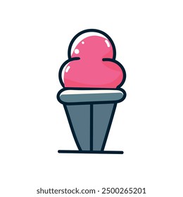 Vector ice cream sweet dessert icon.delicious cone ice-cream design. 