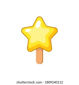 Vector ice cream. Tasty ice cream. Cold dessert. Ice lolly. Star shaped ice cream. Star icon. Lollipop. Achievement badge.  Reward badge. Children's toy. Level up. Level complete. Magic wand. Star