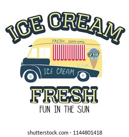 vector ice cream truck print for tee