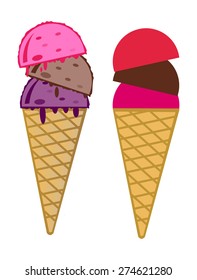 Vector Ice cream in two variants - Simple and complex