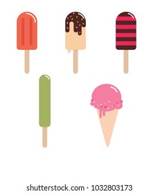 Vector Ice cream, Vanilla ice cream, Orange ice cream, Ice cream cone
