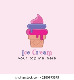 vector ice cream with various flavors, vector illustration