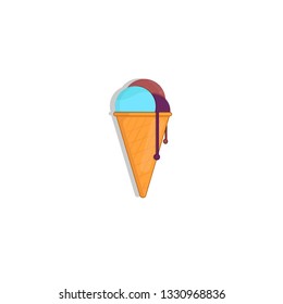 Vector ice cream in waffle cone
