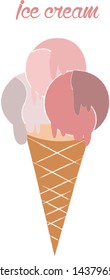 vector ice cream in waffle cone illustration 