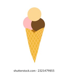 helado vectorial en ilustración de cono de gofre
