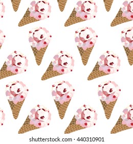 Vector Ice cream waffle cones pattern