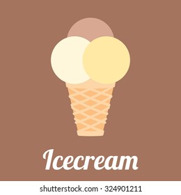 vector Ice cream waffle ,flat design