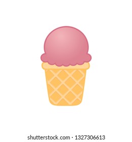 Vector ice cream in waffle. Simple illustration isolated on white background