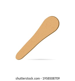 Vector ice cream wood texture stick realistic style with isolated white background. Eco friendly food accesories. Medical tongue depressors. 10 eps