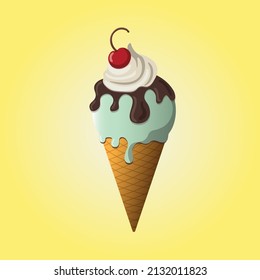 Helado vectorial con fondo de gradiente amarillo