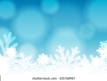 Vector : Ice Crystal And Bubble On Blue Winter Background