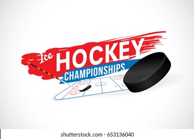 Vector Of Ice Hockey Championship Badge And Design Elements.