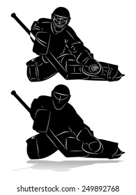 Vector Of Ice Hockey Goalie Silhouette, Winter Sports