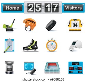 Vector ice hockey icon set