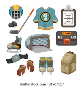 Vector ice hockey icon set