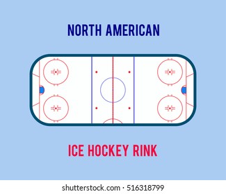 Vector Ice Hockey Rink Isolated On The White Background. Top View Illustration.