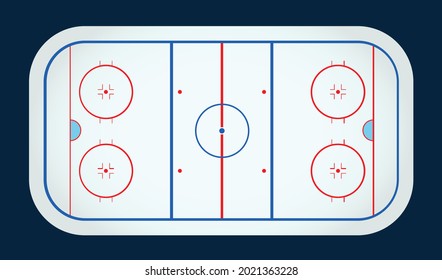 Vektorgrafik der Eishockeybahn mit Kennzeichnung. Detaillierte Abbildung der Draufsicht, eps10 Vektor