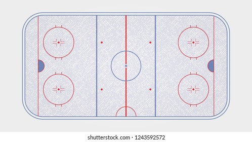 Vector of ice hockey rink. Textures blue ice.