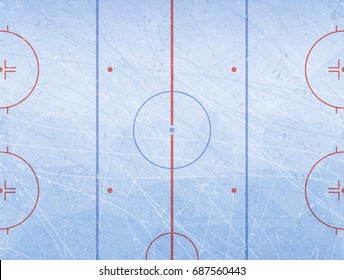 Vector of ice hockey rink. Textures blue ice. Ice rink. Vector illustration background.