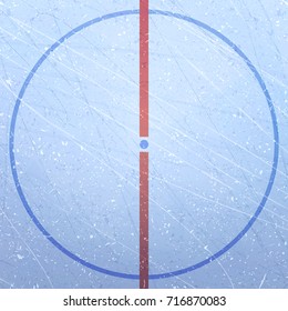 Vector ice hockey rink  Textures blue ice  Ice rink  Ice hockey stadium  The Central circle   the point the throw  Arena  Vector illustration background 