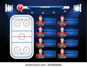 Vector de hockey sobre hielo. conjunto de elementos infográficos. Juego deportivo. Liga deportiva. Ilustración vectorial.