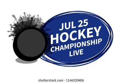 Vector ice hockey sport scoreboard spotlight background place for copy text ad. Banner, flyer, poster, TV concept design brush doodle flat style isolated illustration.