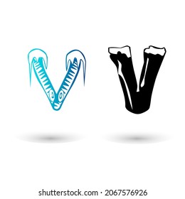 Vector Ice Letter V Typography