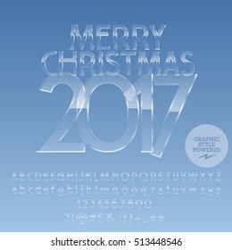 Tarjeta de felicitación Vector ice Merry Christmas 2017 con un conjunto de letras, símbolos y números. El archivo contiene estilos gráficos