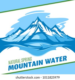 Vector ice mountain water logo or label