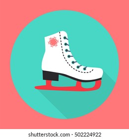 Vector Ice skate flat icon with long shadow illustration