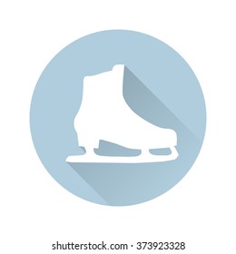 Vector ice skate icon with long shadow.