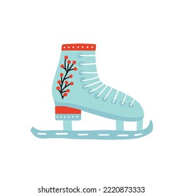 Vektoreiskunst Weihnachtsgrafik. Flacher Wintereisschuh mit Beerendekor