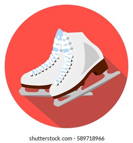 Vector Ice skates flat icon with long shadow illustration

