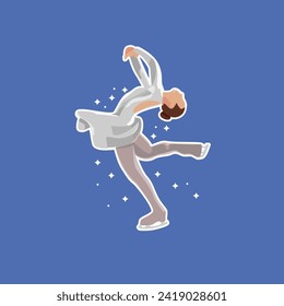 vector ice skating dancer. Layered. Fully editable. stickers. for t-shirts or for card designs