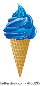 vector icecream cone. blue ice cream cone design. icecream with waffle illustration