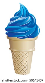 vector icecream cone. blue ice cream cone design. icecream with waffle illustration