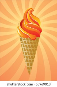 vector icecream cone on retro background