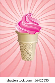 vector icecream cone on retro background